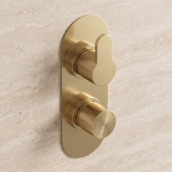 Delphi Loop Brushed Brass Dual Concealed Shower Set with Fixed Head | Product Image
