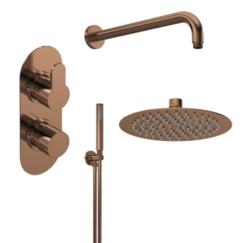 Delphi Loop Brushed Bronze Dual Concealed Shower Set with Fixed Head and Handset | Product Image