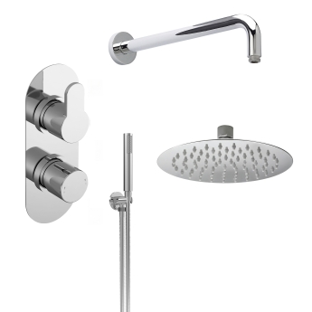 Delphi Loop Chrome Dual Concealed Shower Set with Fixed Head and Handset | Product Image
