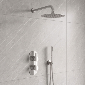 Delphi Loop Chrome Dual Concealed Shower Set with Fixed Head and Handset | Product Image