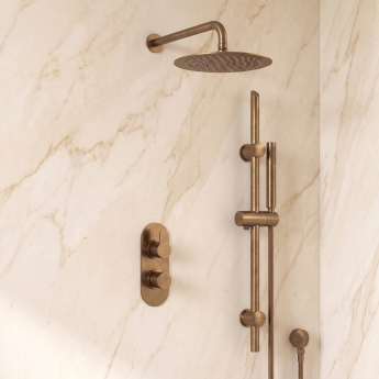 Delphi Loop Brushed Bronze Dual Concealed Shower Set with Fixed Head and Slide Rail Kit | Product Image