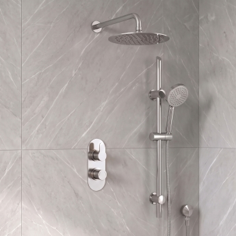Delphi Loop Chrome Dual Concealed Shower Set with Fixed Head and Slide Rail Kit | Product Image