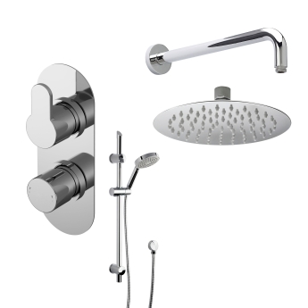 Delphi Loop Chrome Dual Concealed Shower Set with Fixed Head and Slide Rail Kit | Product Image