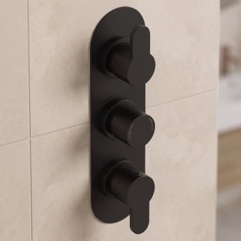 Delphi Loop Matt Black 2-Outlet Triple Concealed Shower Valve | Product Image