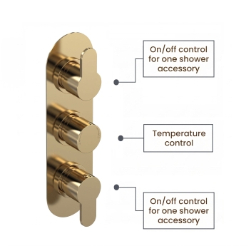 Delphi Loop Brushed Brass Triple Concealed Shower Set with Fixed Head and Handset | Product Image