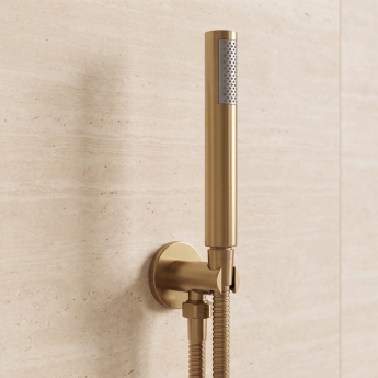 Delphi Loop Brushed Brass Dual Concealed Shower Set with Handset and Bracket | Product Image