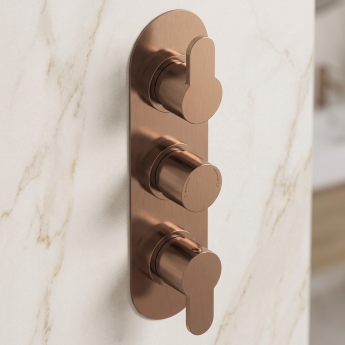 Delphi Loop Brushed Bronze 2-Outlet Triple Concealed Shower Valve | Product Image