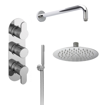 Delphi Loop Chrome Triple Concealed Shower Set with Fixed Head and Handset | Product Image
