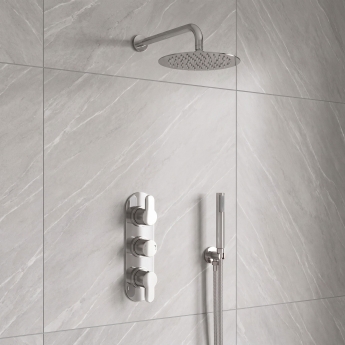 Delphi Loop Chrome Triple Concealed Shower Set with Fixed Head and Handset | Product Image