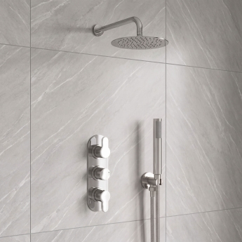 Delphi Loop Chrome Triple Concealed Shower Set with Fixed Head and Handset | Product Image