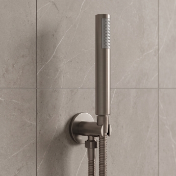 Delphi Loop Brushed Pewter Dual Concealed Shower Set with Handset and Bracket | Product Image