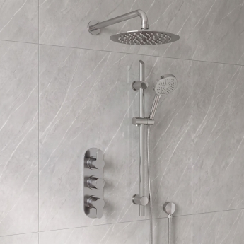 Delphi Loop Chrome Triple Concealed Shower Set with Fixed Head and Slide Rail Kit | Product Image