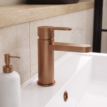 Delphi Loop Brushed Bronze Mono Basin Mixer Tap (inc Press Top Waste) | Product Image