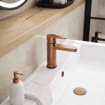 Delphi Loop Brushed Bronze Mono Basin Mixer Tap (inc Press Top Waste) | Product Image