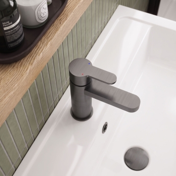 Delphi Loop Brushed Pewter Mono Basin Mixer Tap (inc Press Top Waste) | Product Image