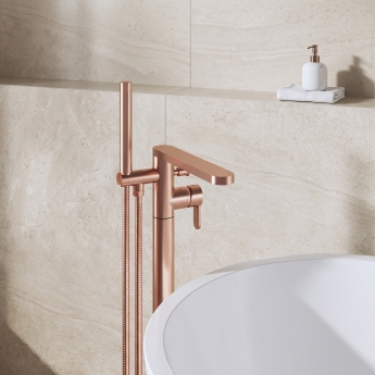 Delphi Loop Brushed Bronze Freestanding Bath Shower Mixer Tap (inc Kit) | Product Image
