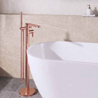 Delphi Loop Brushed Bronze Freestanding Bath Shower Mixer Tap (inc Kit) | Product Image