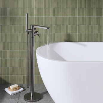Delphi Loop Brushed Pewter Freestanding Bath Shower Mixer Tap (inc Kit) | Product Image