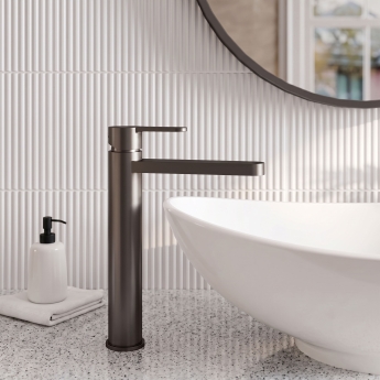 Delphi Loop Matt Black Tall Mono Basin Mixer Tap | Product Image