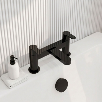 Delphi Loop Matt Black Pillar Mounted Bath Filler Tap | Product Image