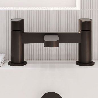 Delphi Loop Matt Black Pillar Mounted Bath Filler Tap | Product Image