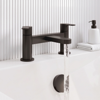 Delphi Loop Matt Black Pillar Mounted Bath Filler Tap | Product Image