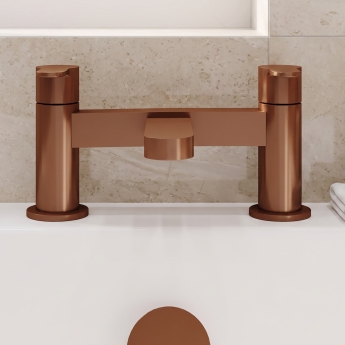 Delphi Loop Brushed Bronze Pillar Mounted Bath Filler Tap | Product Image