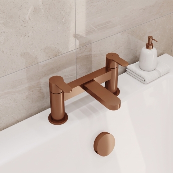 Delphi Loop Brushed Bronze Pillar Mounted Bath Filler Tap | Product Image