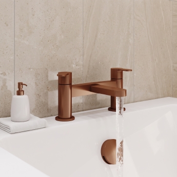 Delphi Loop Brushed Bronze Pillar Mounted Bath Filler Tap | Product Image