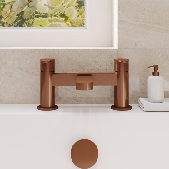 Delphi Loop Brushed Bronze Pillar Mounted Bath Filler Tap | Product Image