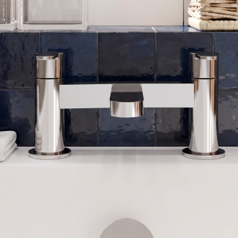 Delphi Loop Chrome Basin Mixer and Bath Filler Tap Set (inc Press Top Waste) | Product Image