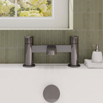 Delphi Loop Brushed Pewter Pillar Mounted Bath Filler Tap | Product Image