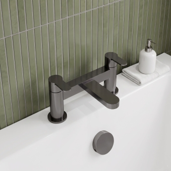 Delphi Loop Brushed Pewter Pillar Mounted Bath Filler Tap | Product Image