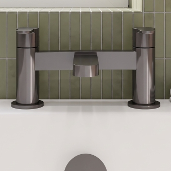 Delphi Loop Brushed Pewter Pillar Mounted Bath Filler Tap | Product Image