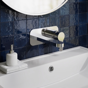 Delphi Loop Chrome 2-Hole Wall Mounted Basin Mixer Tap (inc Backplate) | Product Image