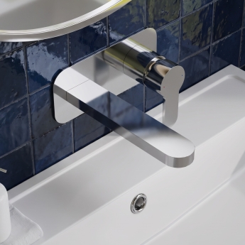 Delphi Loop Chrome 2-Hole Wall Mounted Basin Mixer Tap (inc Backplate) | Product Image