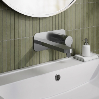 Delphi Loop Brushed Pewter 2-Hole Wall Mounted Basin Mixer Tap (inc Backplate) | Product Image