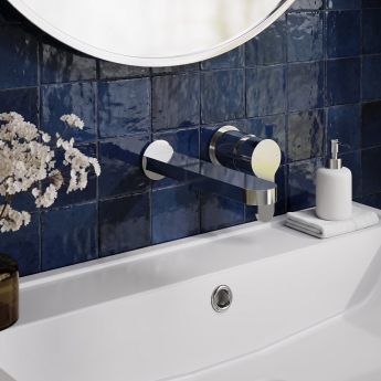 Delphi Loop Chrome 2-Hole Wall Mounted Basin Mixer Tap | Product Image