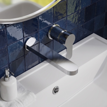 Delphi Loop Chrome 2-Hole Wall Mounted Basin Mixer Tap | Product Image
