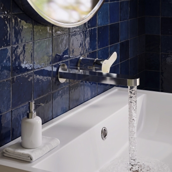 Delphi Loop Chrome 2-Hole Wall Mounted Basin Mixer Tap | Product Image