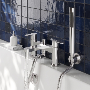 Delphi Loop Chrome Pillar Mounted Bath Shower Mixer Tap (inc Kit) | Product Image
