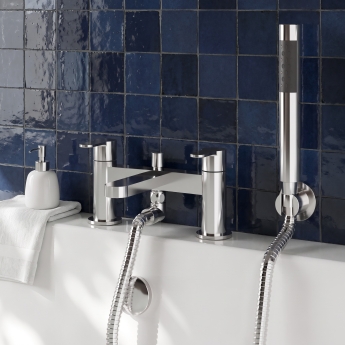 Delphi Loop Chrome Pillar Mounted Bath Shower Mixer Tap (inc Kit) | Product Image