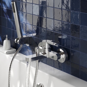 Delphi Loop Chrome Wall Mounted Bath Shower Mixer Tap (inc Kit) | Product Image