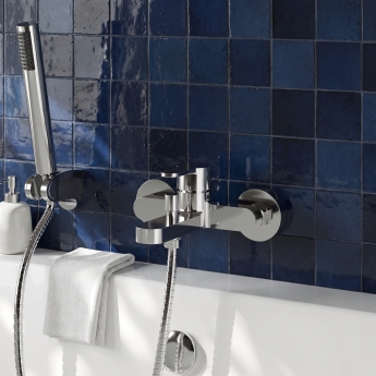 Delphi Loop Chrome Wall Mounted Bath Shower Mixer Tap (inc Kit) | Product Image