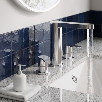 Delphi Loop Chrome 3-Hole Basin Mixer Tap (inc Pop-Up Waste) | Product Image