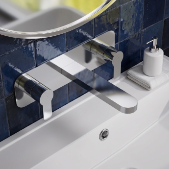 Delphi Loop Chrome 3-Hole Wall Mounted Basin Mixer Tap (inc Backplate) | Product Image