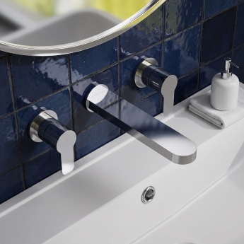 Delphi Loop Chrome 3-Hole Wall Mounted Basin Mixer Tap | Product Image