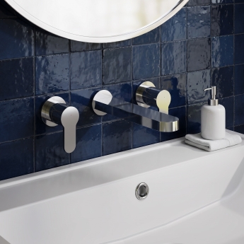Delphi Loop Chrome 3-Hole Wall Mounted Basin Mixer Tap | Product Image