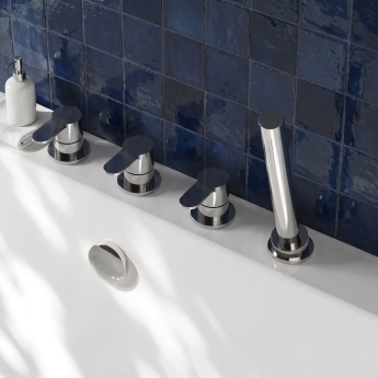 Delphi Loop Chrome 4-Hole Pillar Mounted Bath Shower Mixer Tap | Product Image