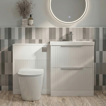 Delphi Lyra Satin White 1100mm 2-Drawer Waterproof Bathroom Furniture Combination Unit | Product Image